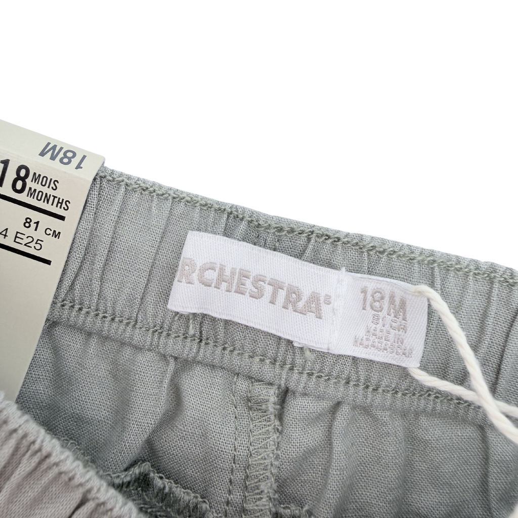 Short cargo vert sauge avec lin - 18 mois