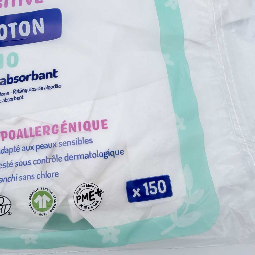 Pads de coton bio ultra doux x150