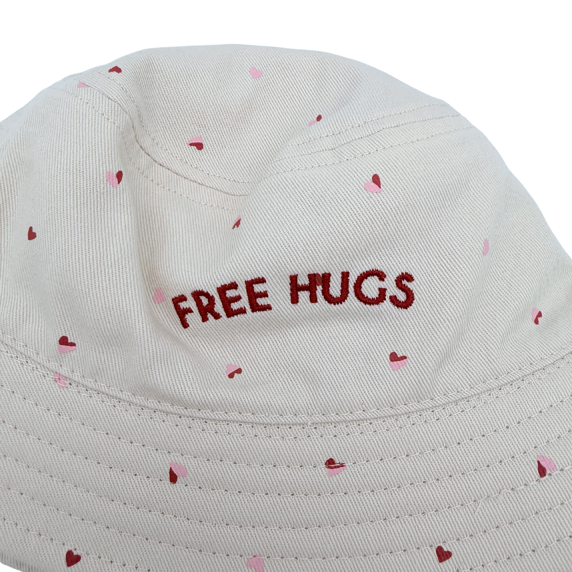 Bob bébé réversible beige à cœurs "Free Hugs" — 6-12 mois