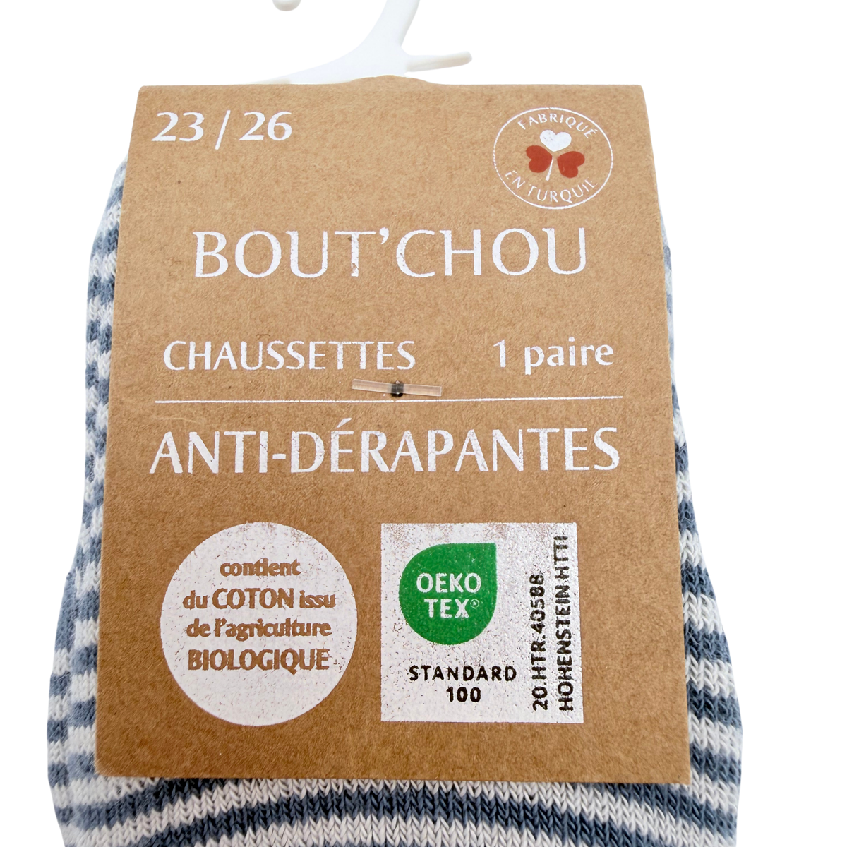 Chaussettes bleues rayées antidérapantes – 23-26