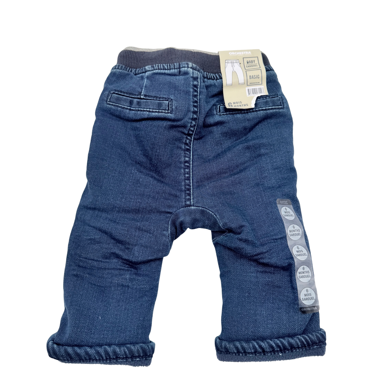 Jean bleu foncé à taille élastiquée - 6 mois