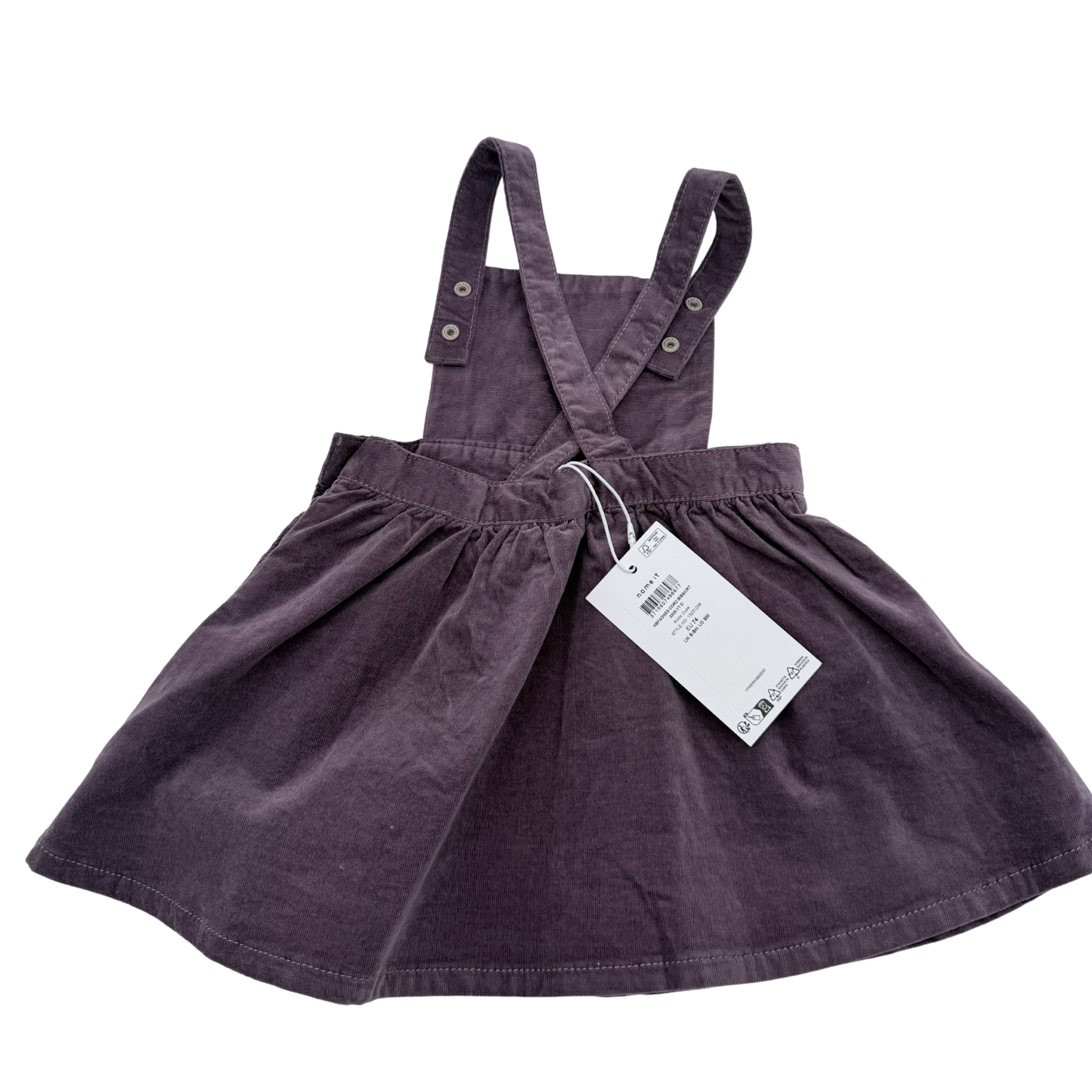 Robe chasuble velours mauve — 6-9 mois