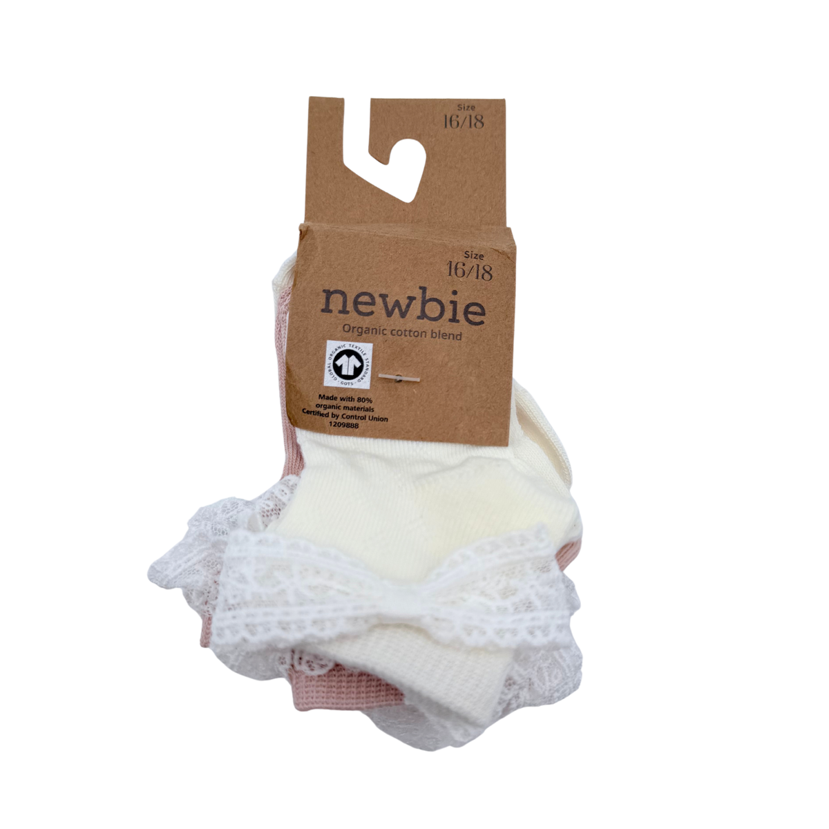 Lot de 3 paires de chaussettes bébé à dentelle rose et écru - 16-18