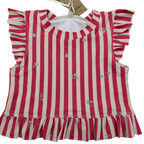 Maillot de Bain Alma Rayé Fibres Recyclées rouge - 3 ans