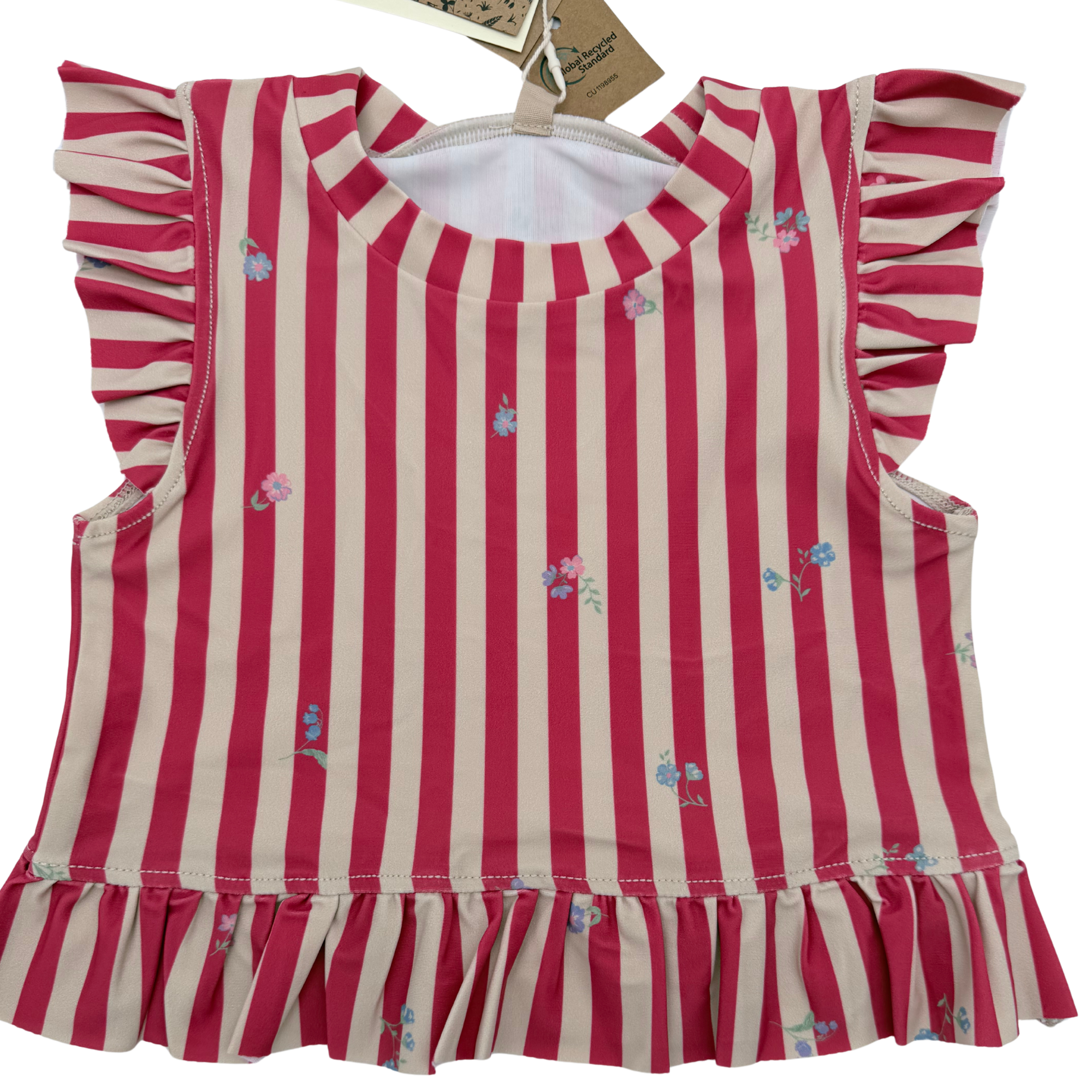 Maillot de Bain Alma Rayé Fibres Recyclées rouge - 3 ans