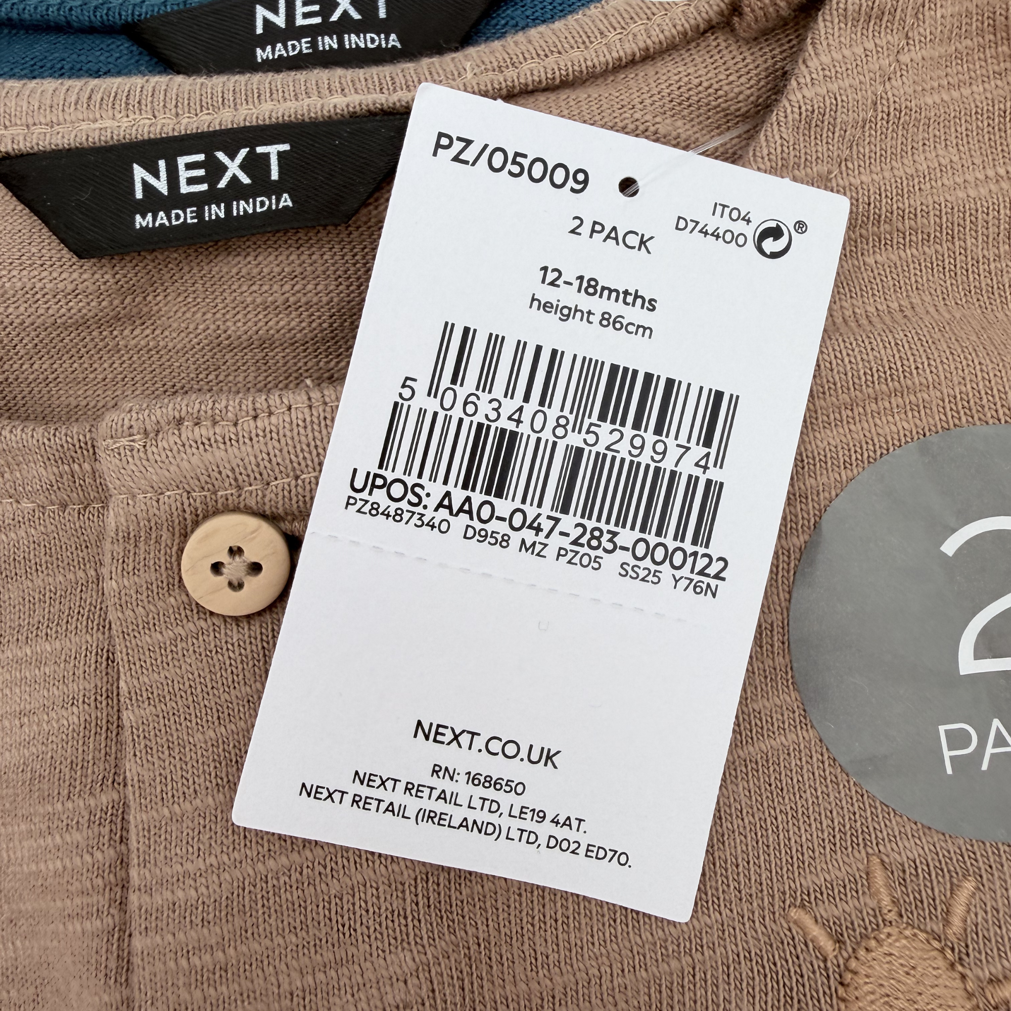 Lot de 2 combishorts sans manches — 12-18 mois