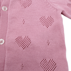Gilet en maille ajourée à cœurs rose - 12 mois