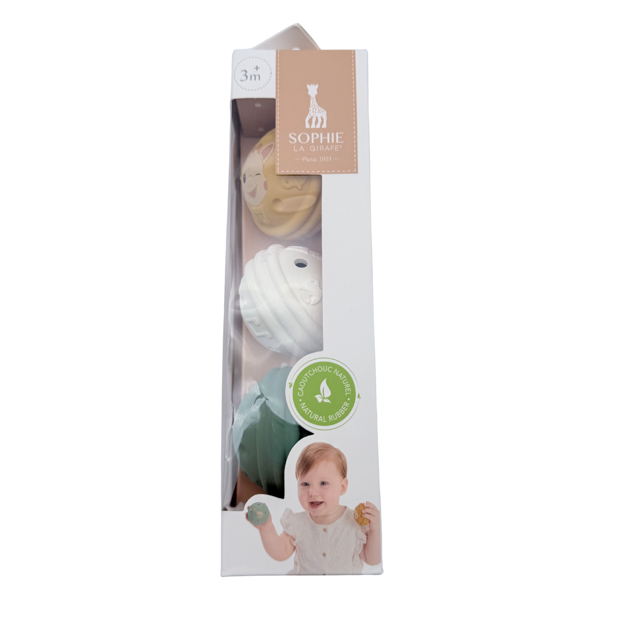 Coffret de 3 balles musicales en caoutchouc naturel — Dès 3 mois