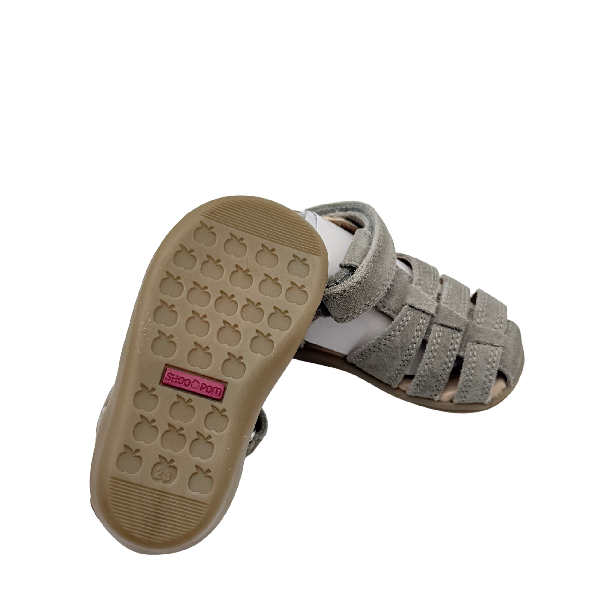 Sandales bébé en cuir velours kaki - 20