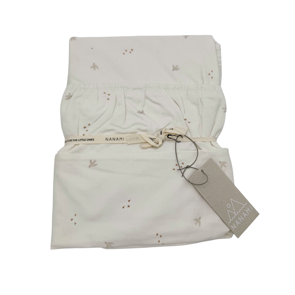 Drap-housse écru imprimé oiseaux - 70/80 - 110/120 cm