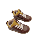 Baskets montantes premiers pas en cuir marron et jaune - 23