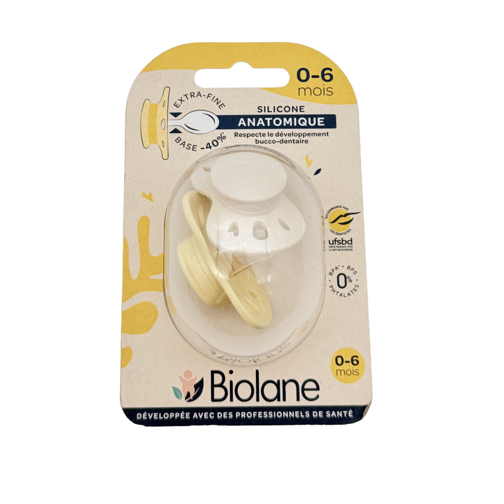 Lot de 2 sucettes silicone anatomique — 0-6 mois