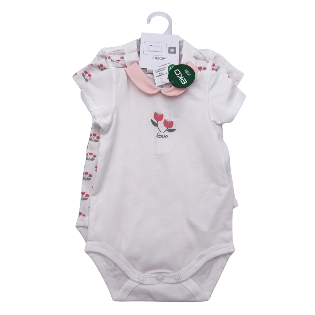 Lot de 3 bodies manches courtes à col — 3 mois