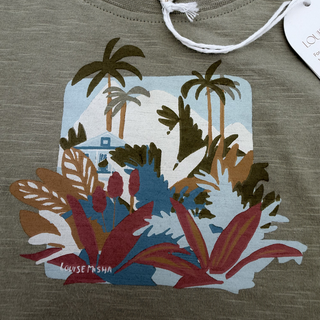 T-shirt kaki imprimé tropical — 12 mois