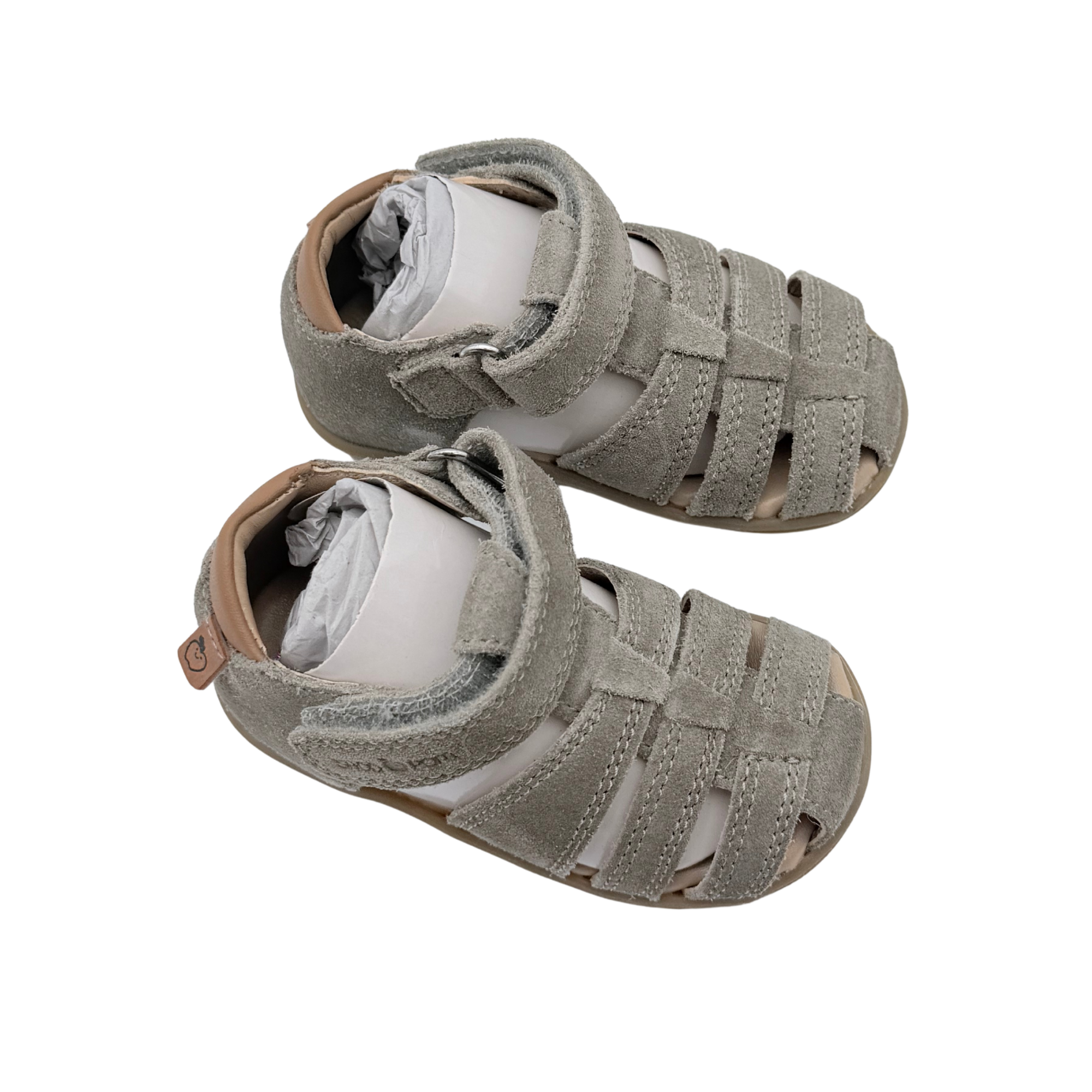 Sandales bébé en cuir velours kaki - 20
