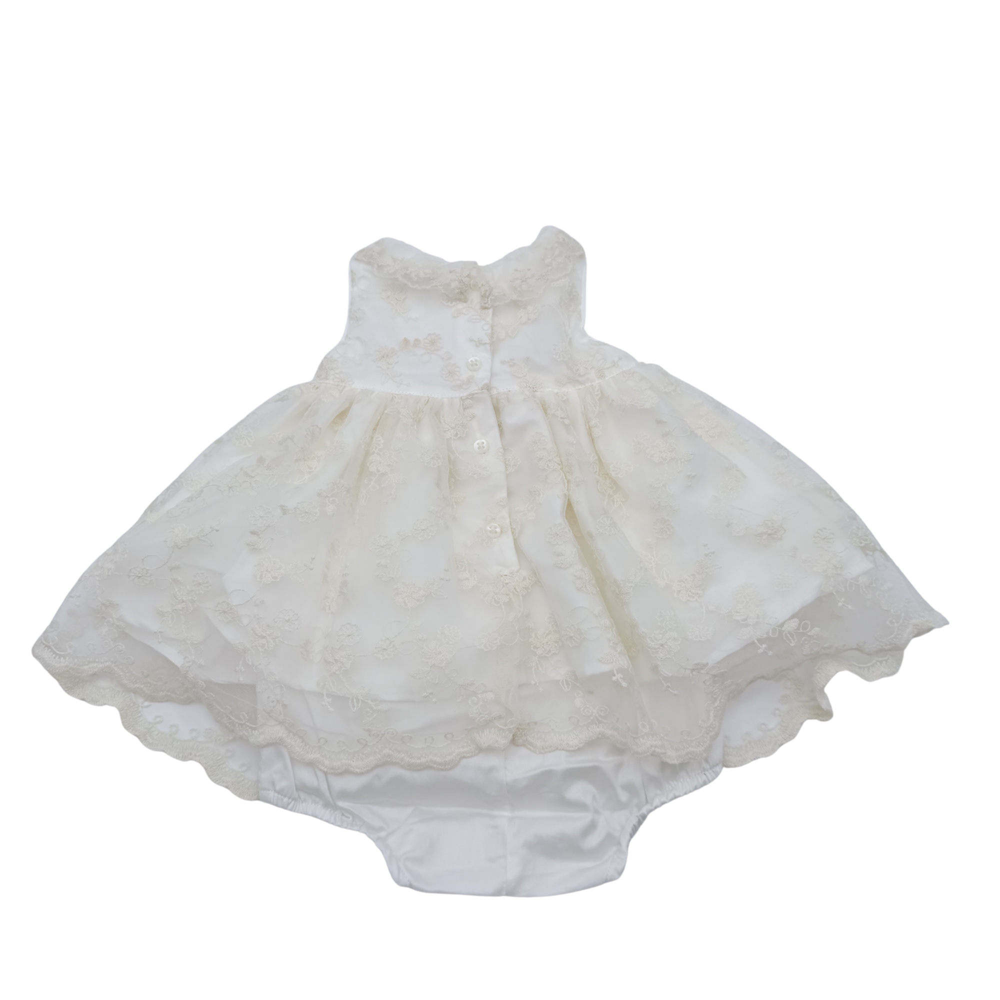 Robe de cérémonie bébé avec culotte intégrée écrue – 6 mois