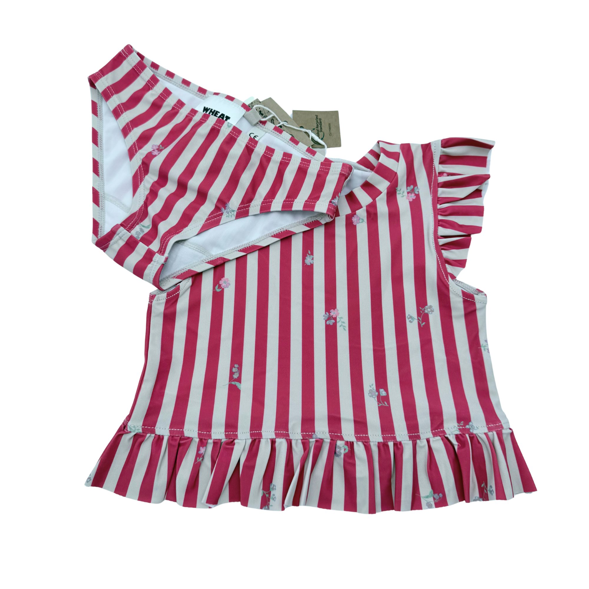 Maillot de Bain Alma Rayé Fibres Recyclées rouge - 3 ans