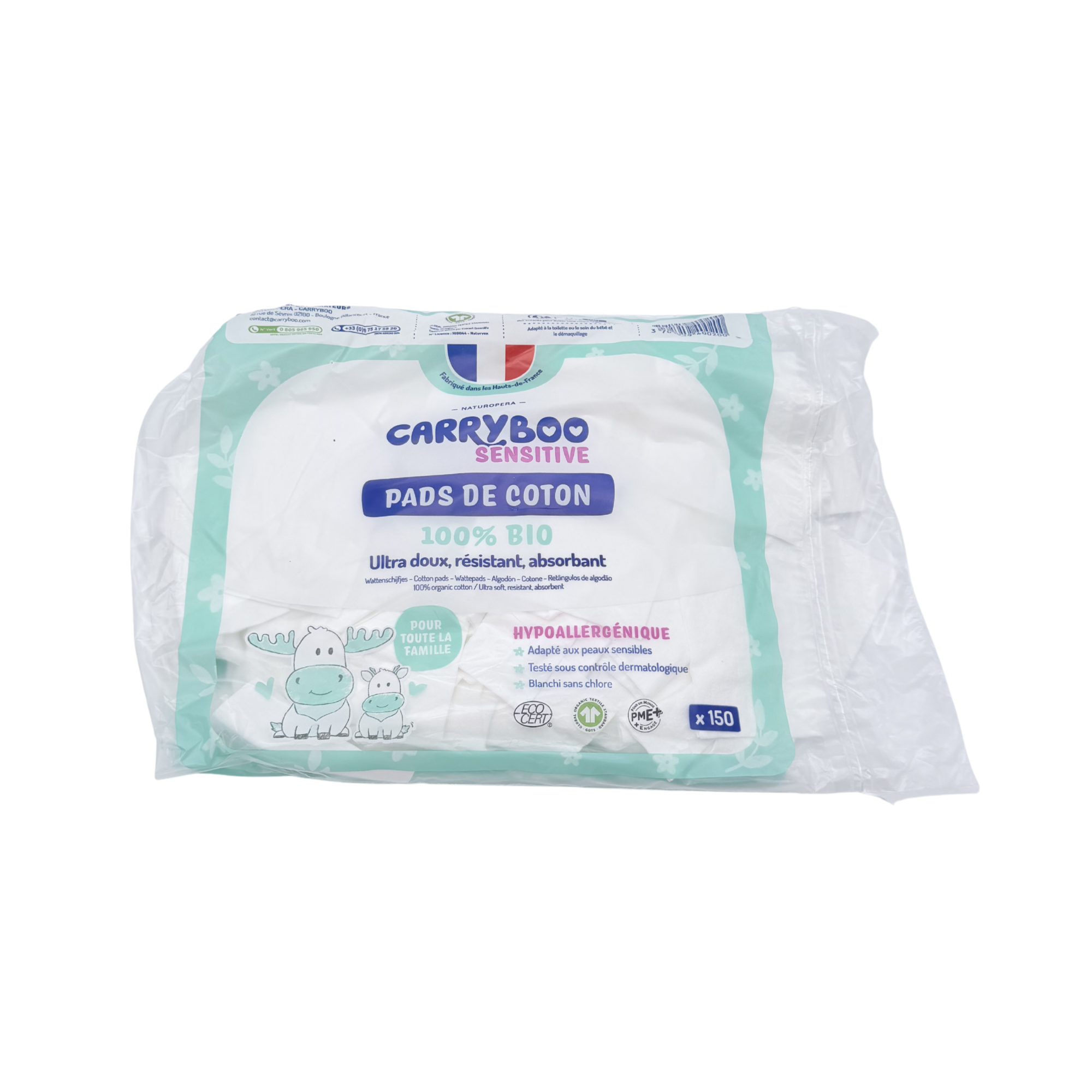Pads de coton bio ultra doux x150