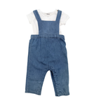 Ensemble salopette jean & body blanc — 3 mois