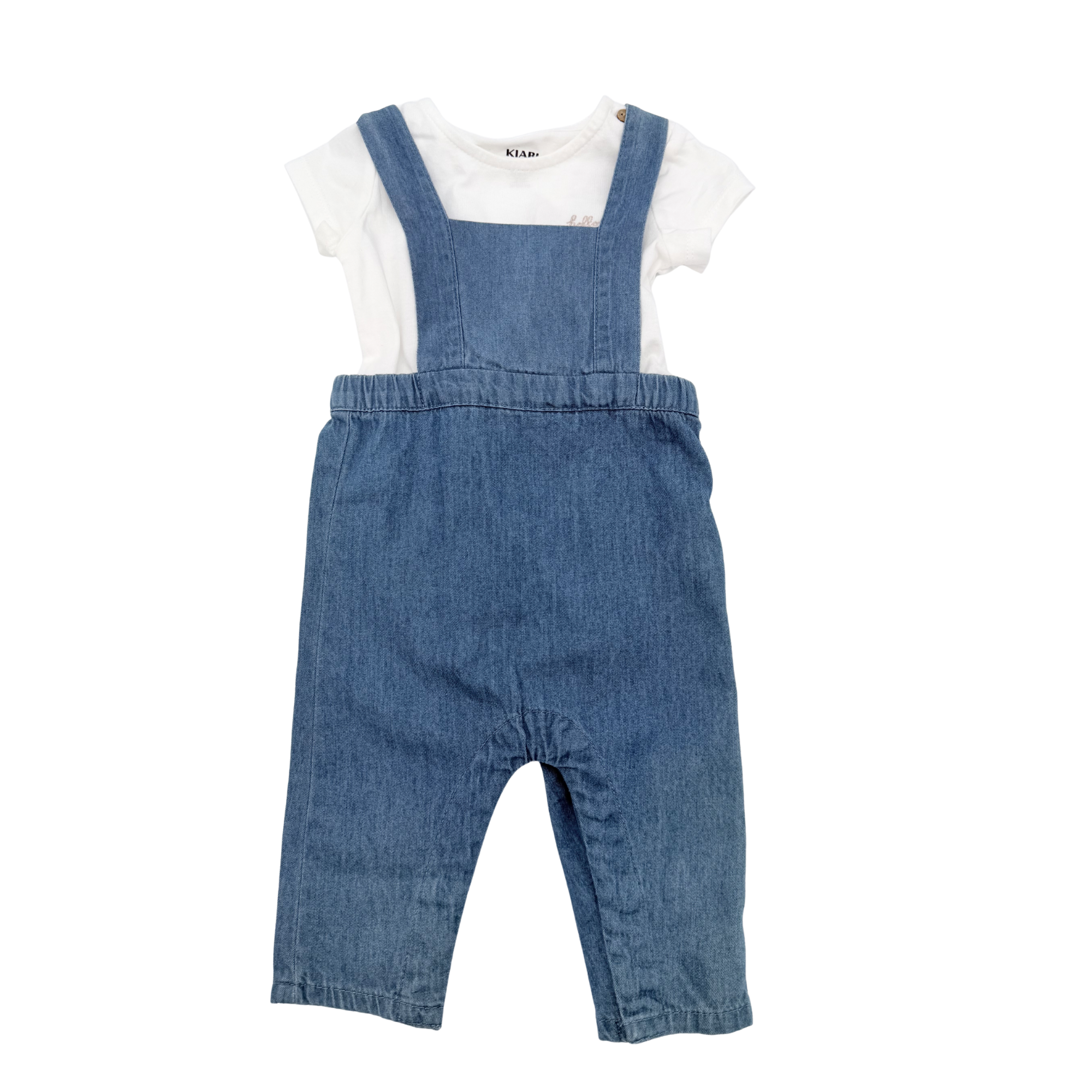 Ensemble salopette jean & body blanc — 3 mois