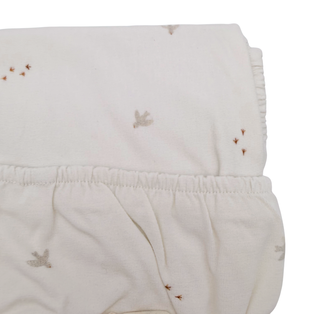 Drap-housse écru imprimé oiseaux - 70/80 - 110/120 cm