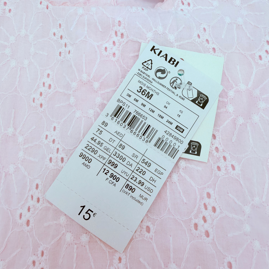 Robe rose en broderie anglaise — 36 mois