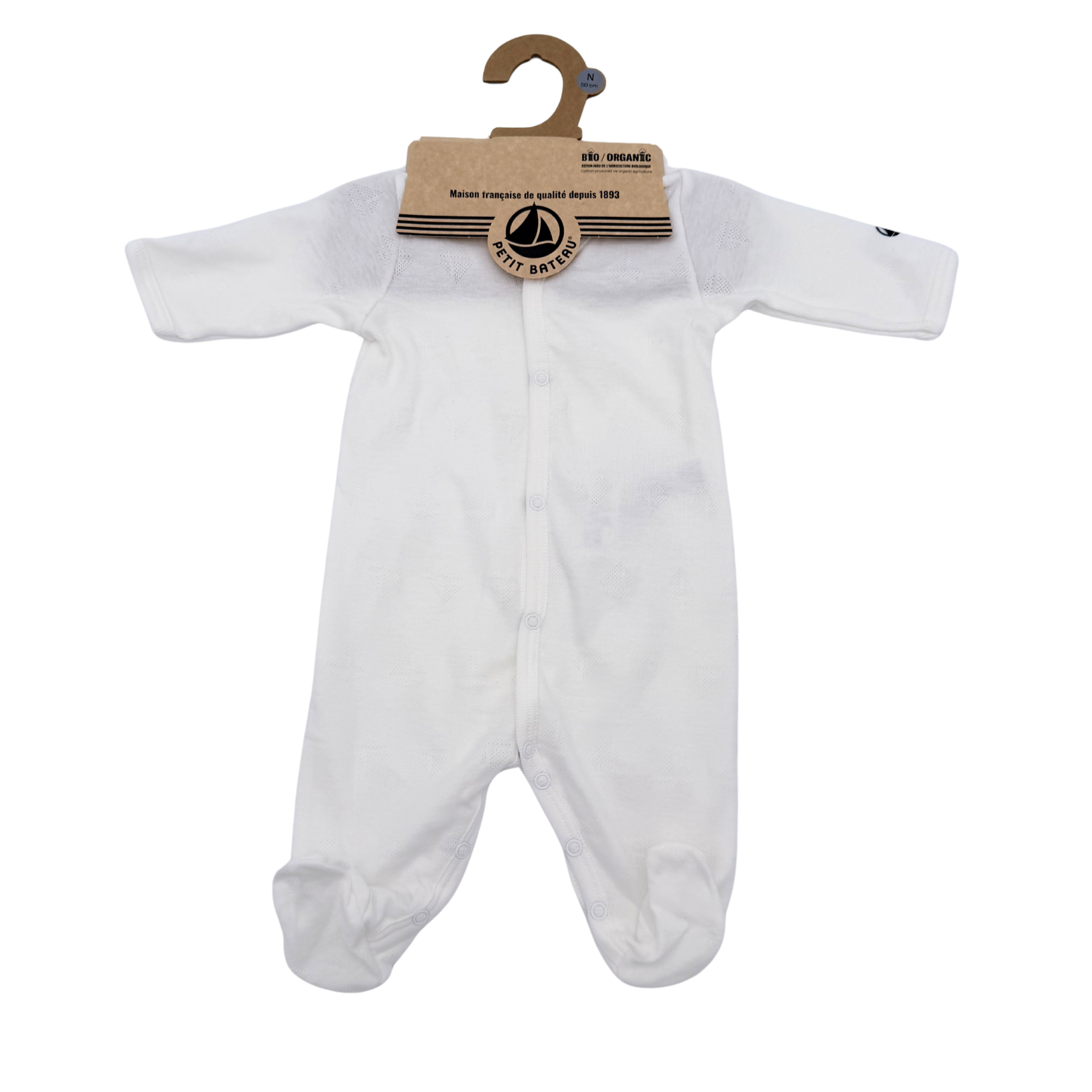Pyjama bébé blanc étoiles ton sur ton — Naissance