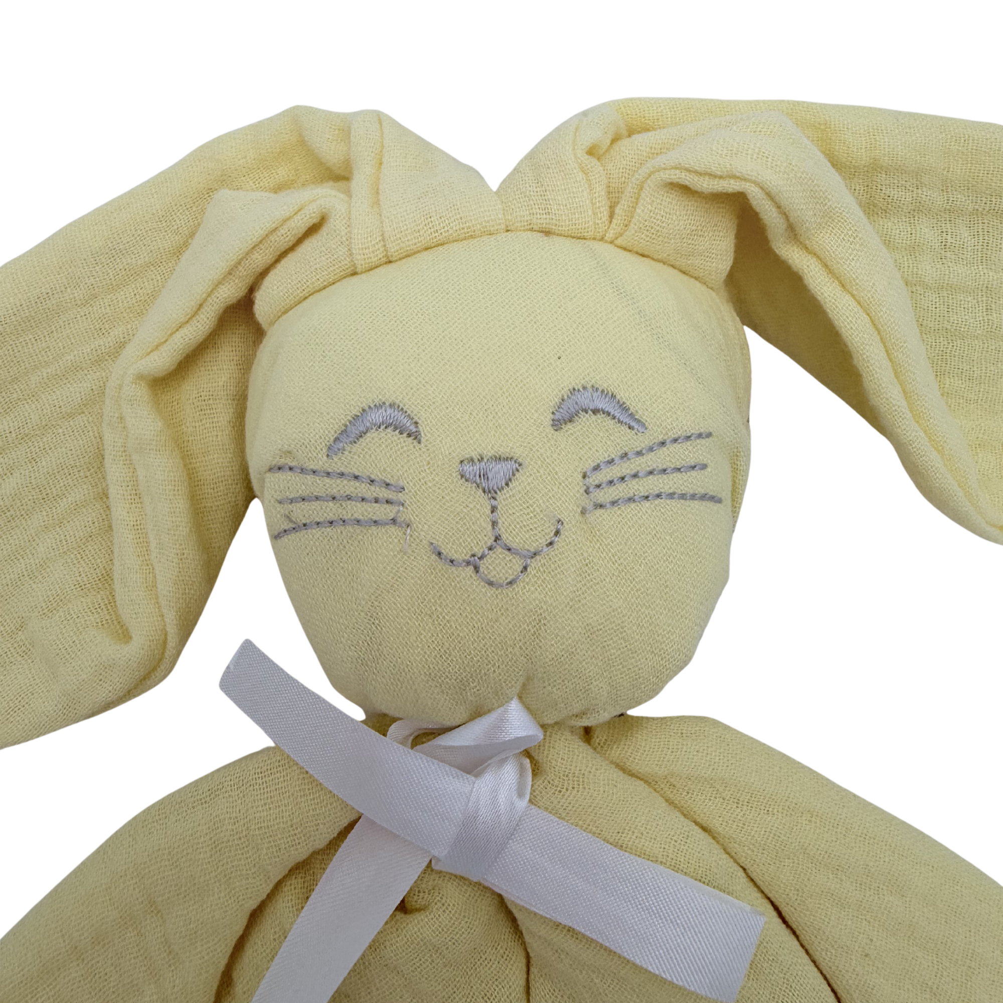 Doudou lapin gaze de coton — jaune
