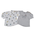 Lot de 2 t-shirts à manches longues motifs animaux - 3 mois