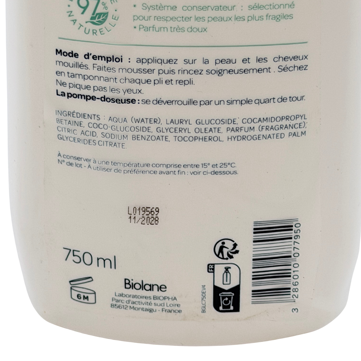 Gel lavant corps & cheveux — 750 ml