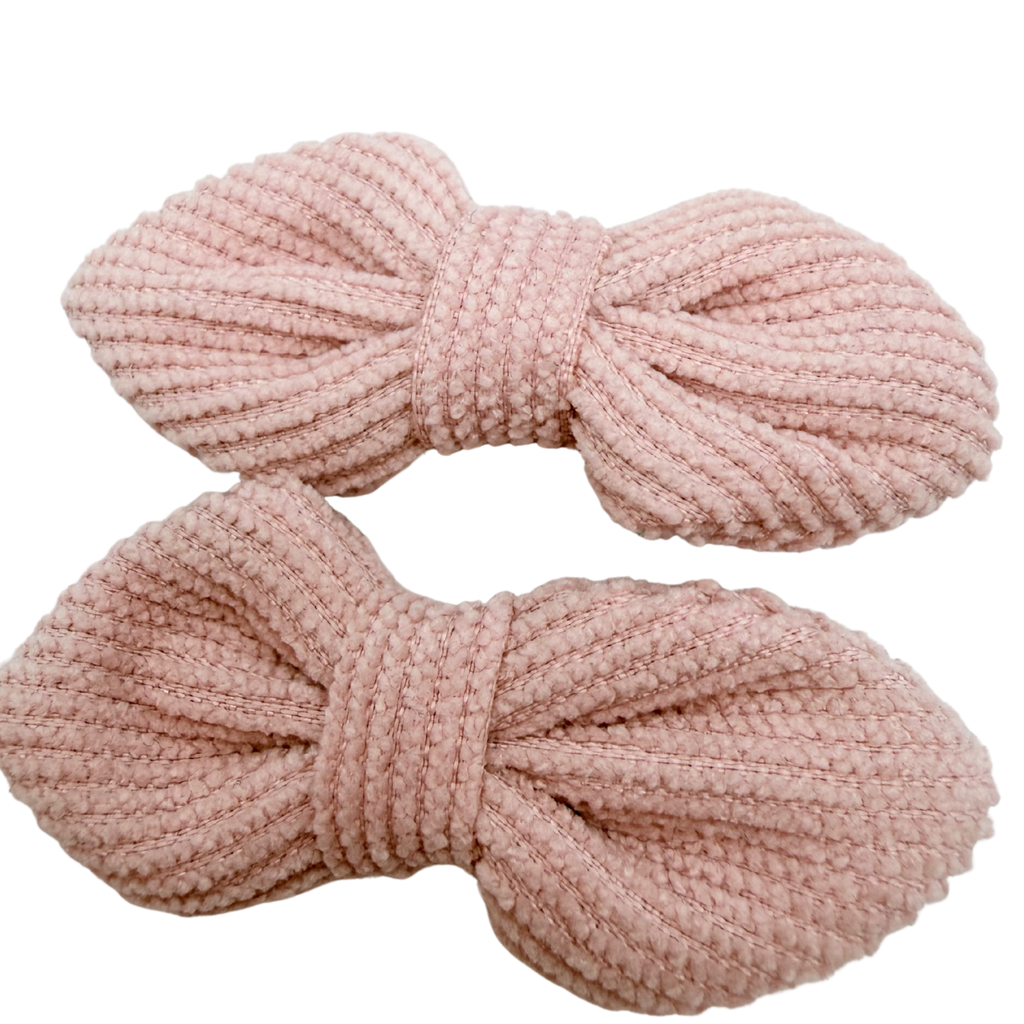 Lot de 2 barrettes nœud — Rose poudré