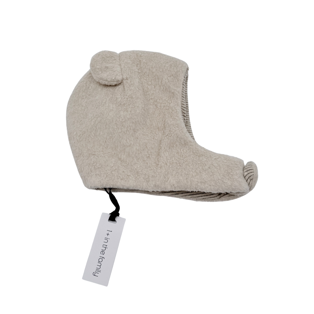 Bonnet bébé écru effet mouton avec petites oreilles - 1-3 mois
