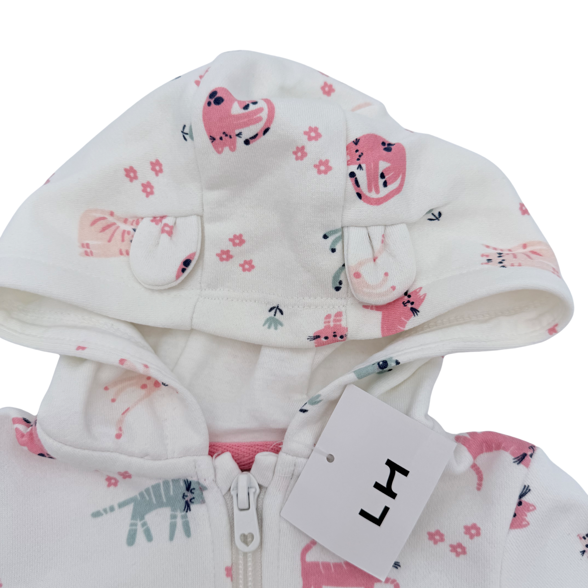 Gilet bébé à capuche motif chats — 6 mois