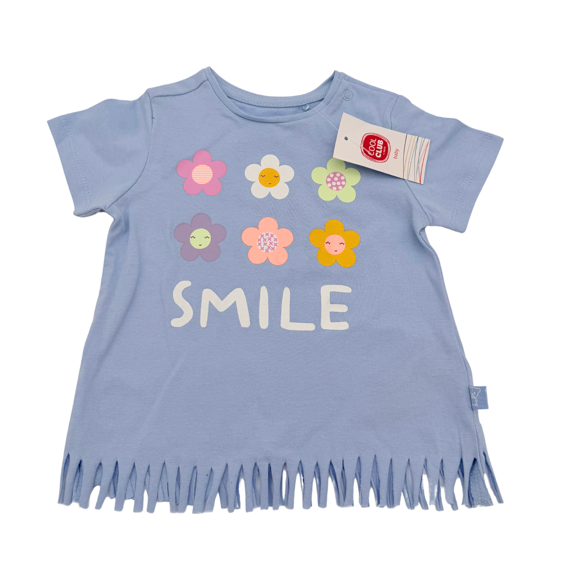 T-shirt bébé bleu fleurs smile — 9-12 mois