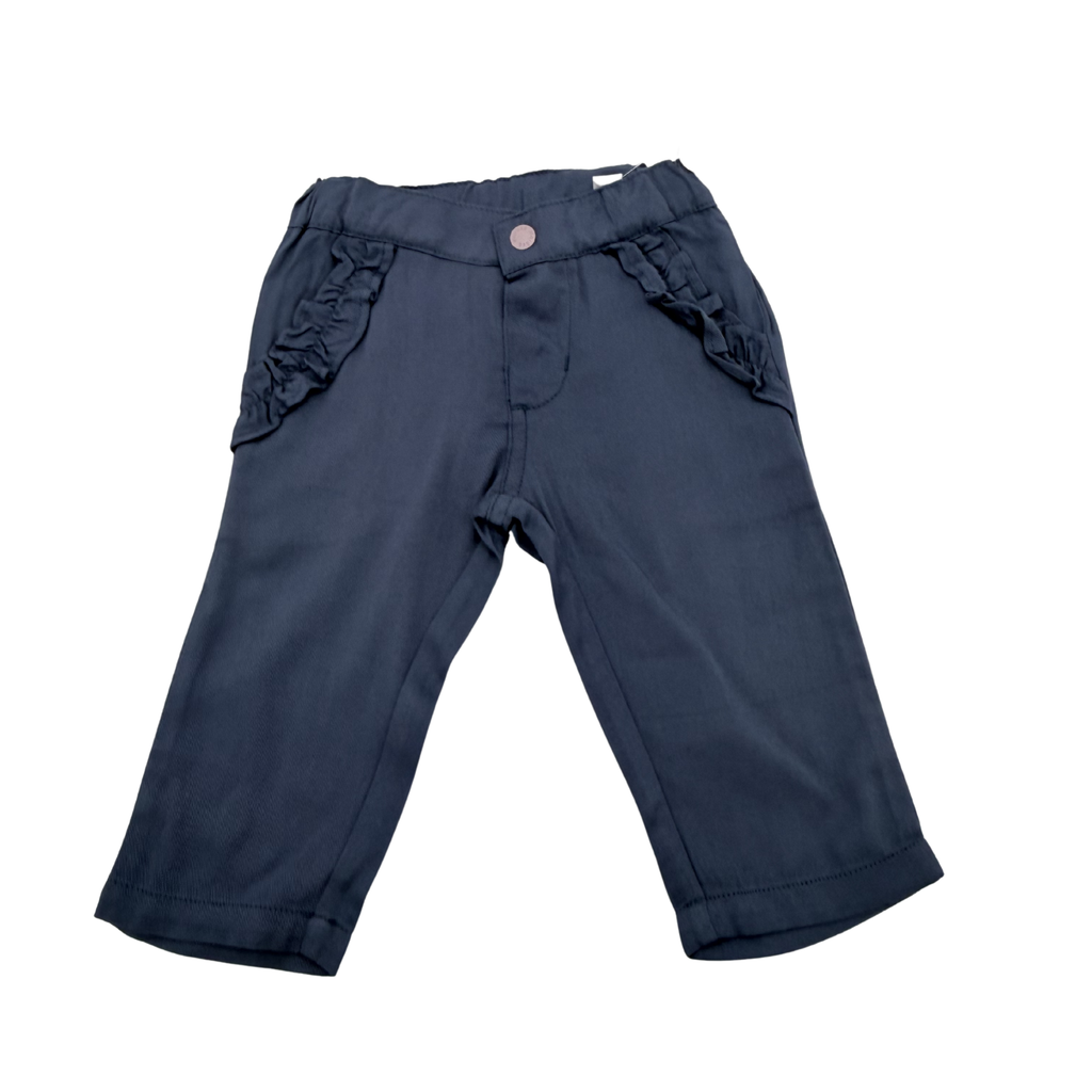 Pantalon bleu marine à volants - 6 mois