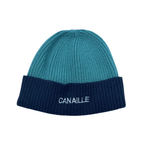 Bonnet bicolore vert et bleu marine « Canaille » - 3-6 mois