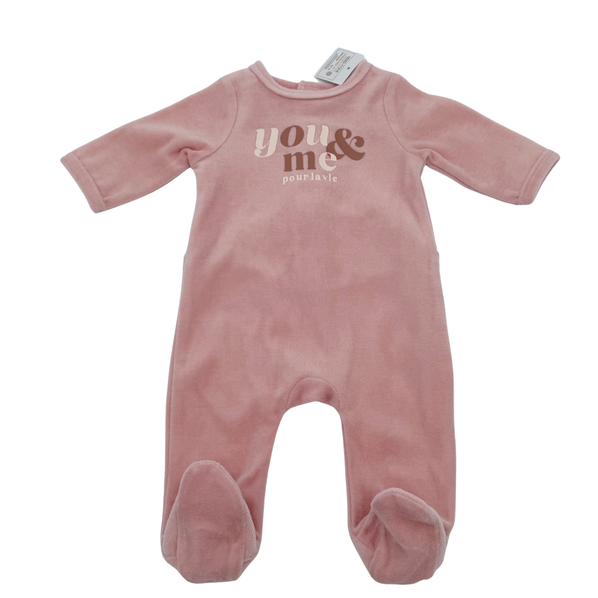 Pyjama velours rose “You & Me” — 1 mois
