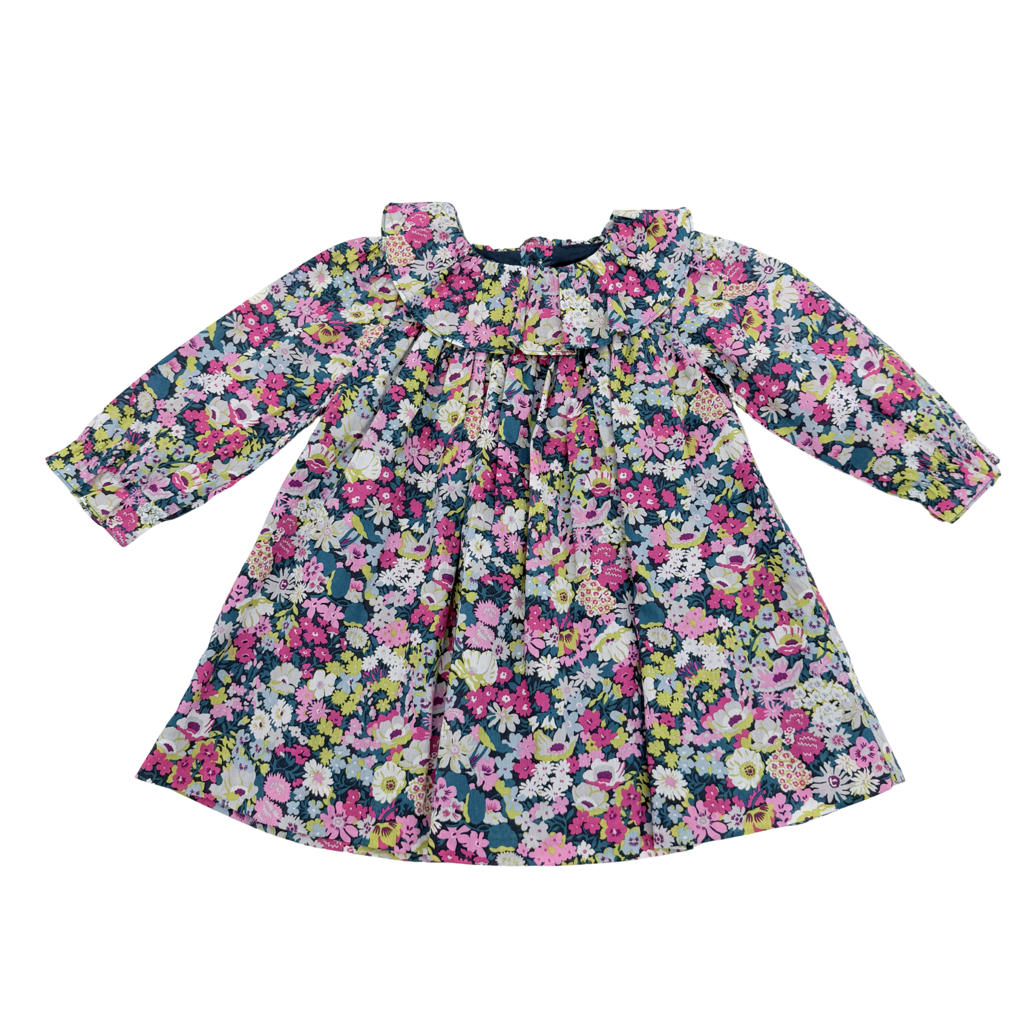 Robe fleurie multicolore à col volanté — 6 mois