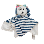 Doudou plat chien bleu et blanc à rayures