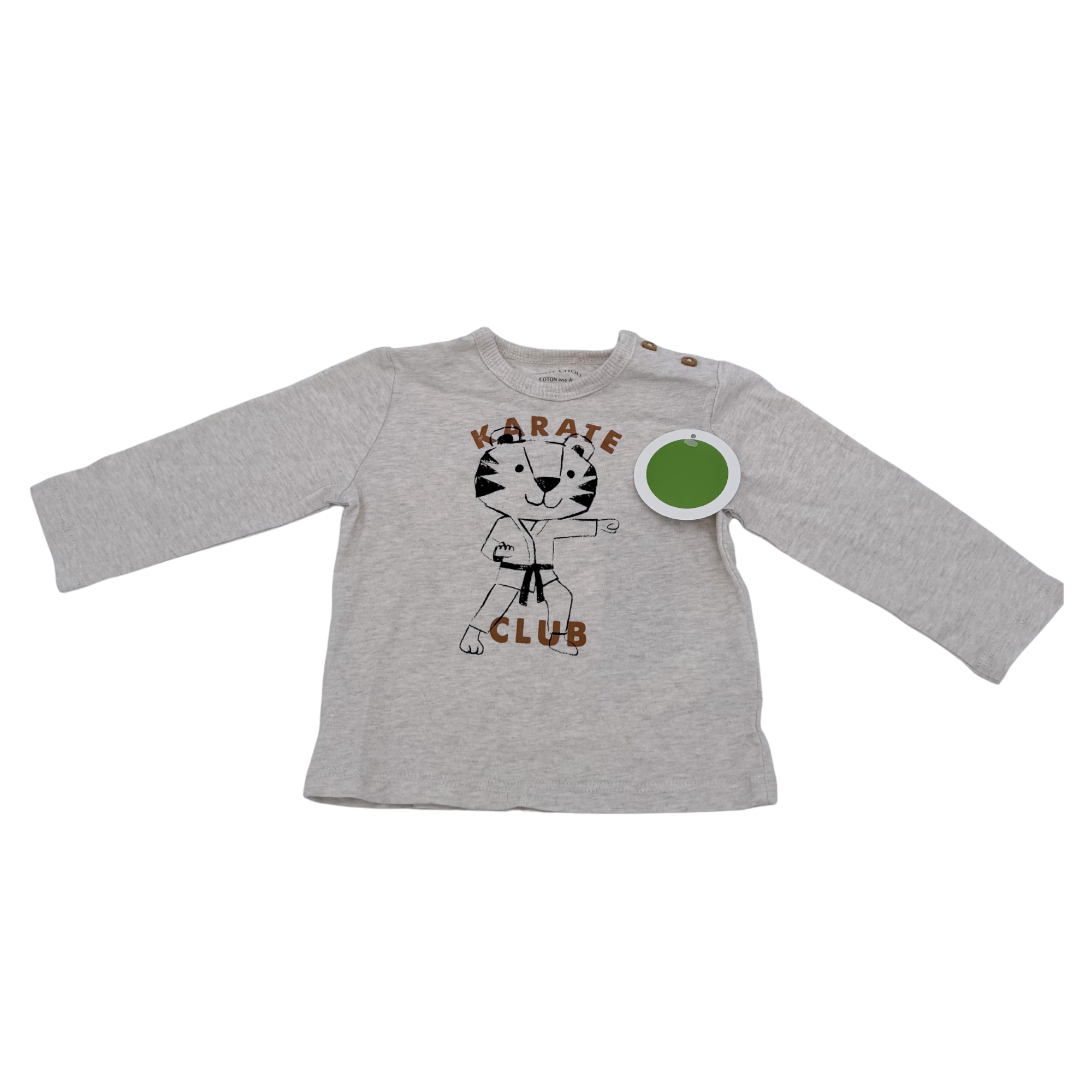 T-shirt manches longues tigre karate — 6 mois