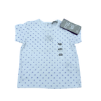 T-shirt blanc à pois lavande — 6 mois
