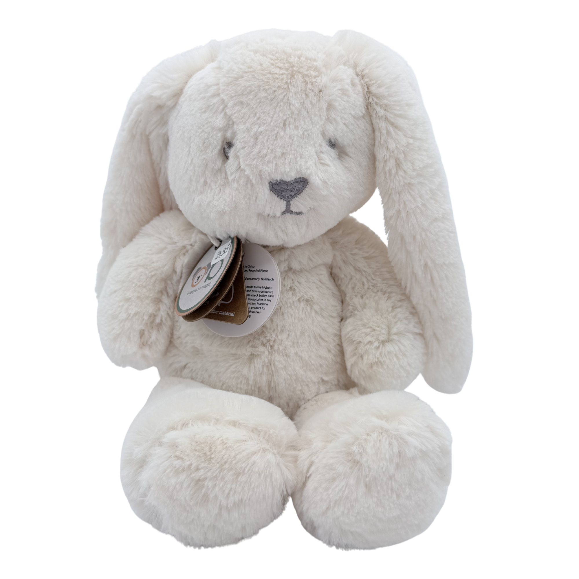 Peluche lapin ultra douce écru — 40 cm