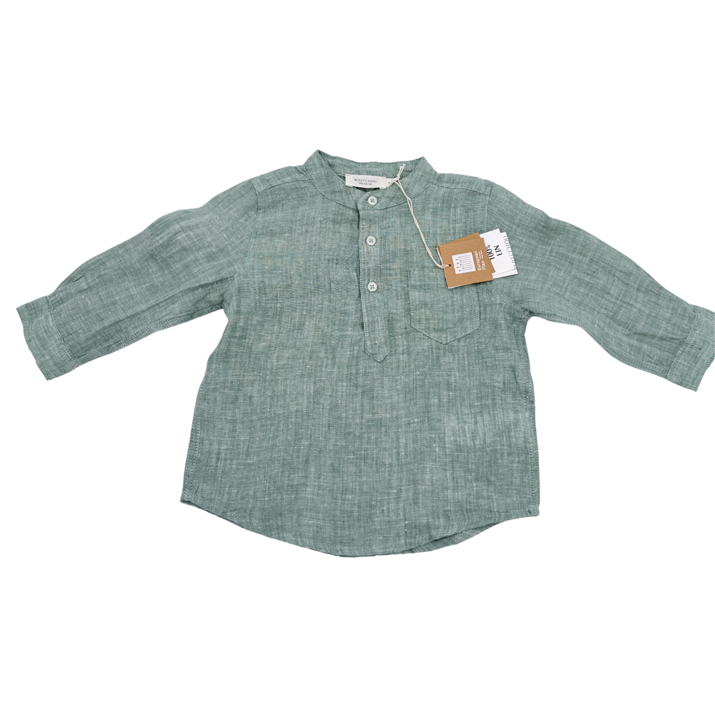 Chemise vert sauge en lin — 12 mois