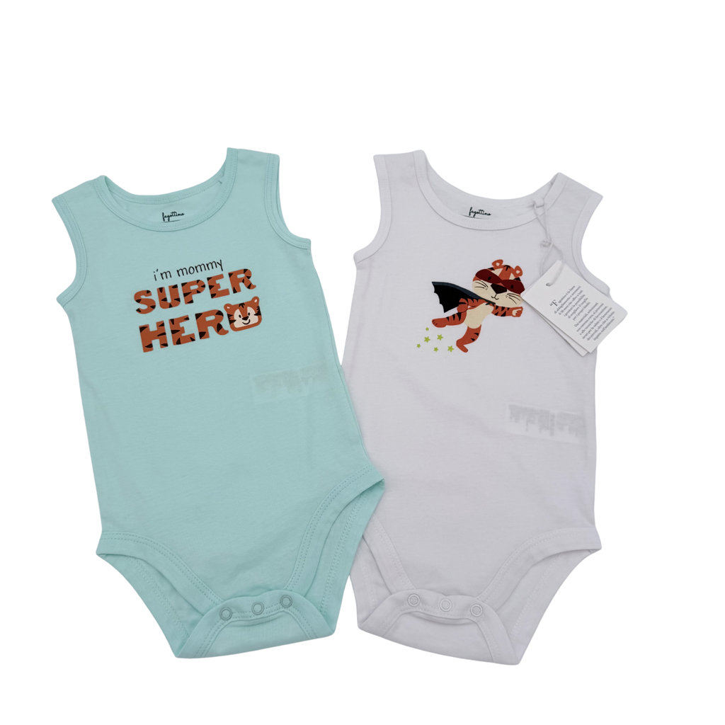 Lot de 2 bodies sans manches Tigre — 6 mois