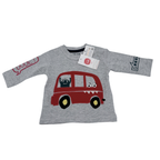 T-shirt bébé gris voiture rouge — 3-6 mois