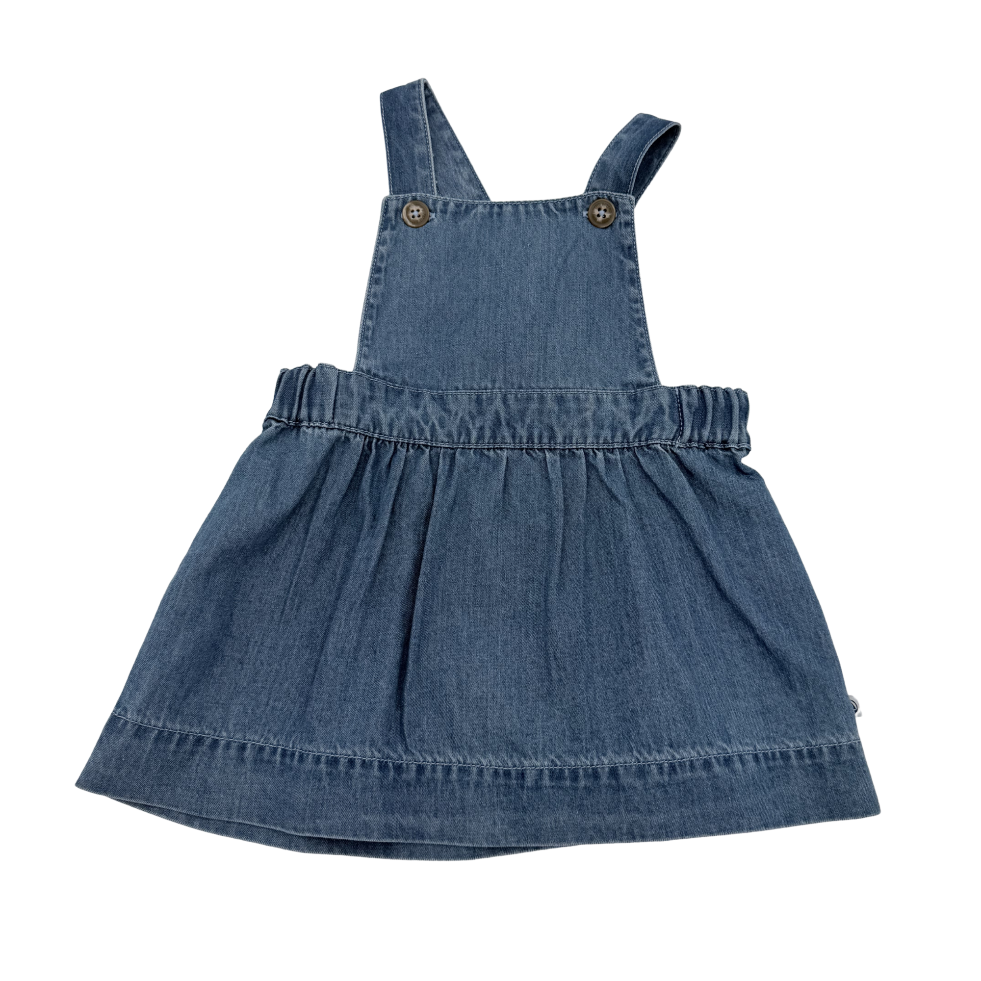 Robe salopette en denim bleu — 6 mois