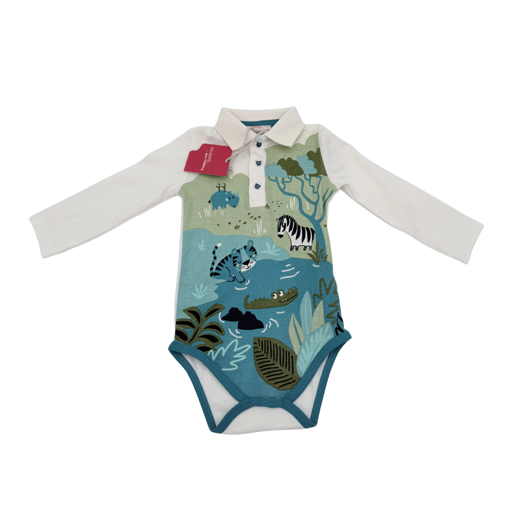 Body polo manches longues imprimé safari — 6 mois