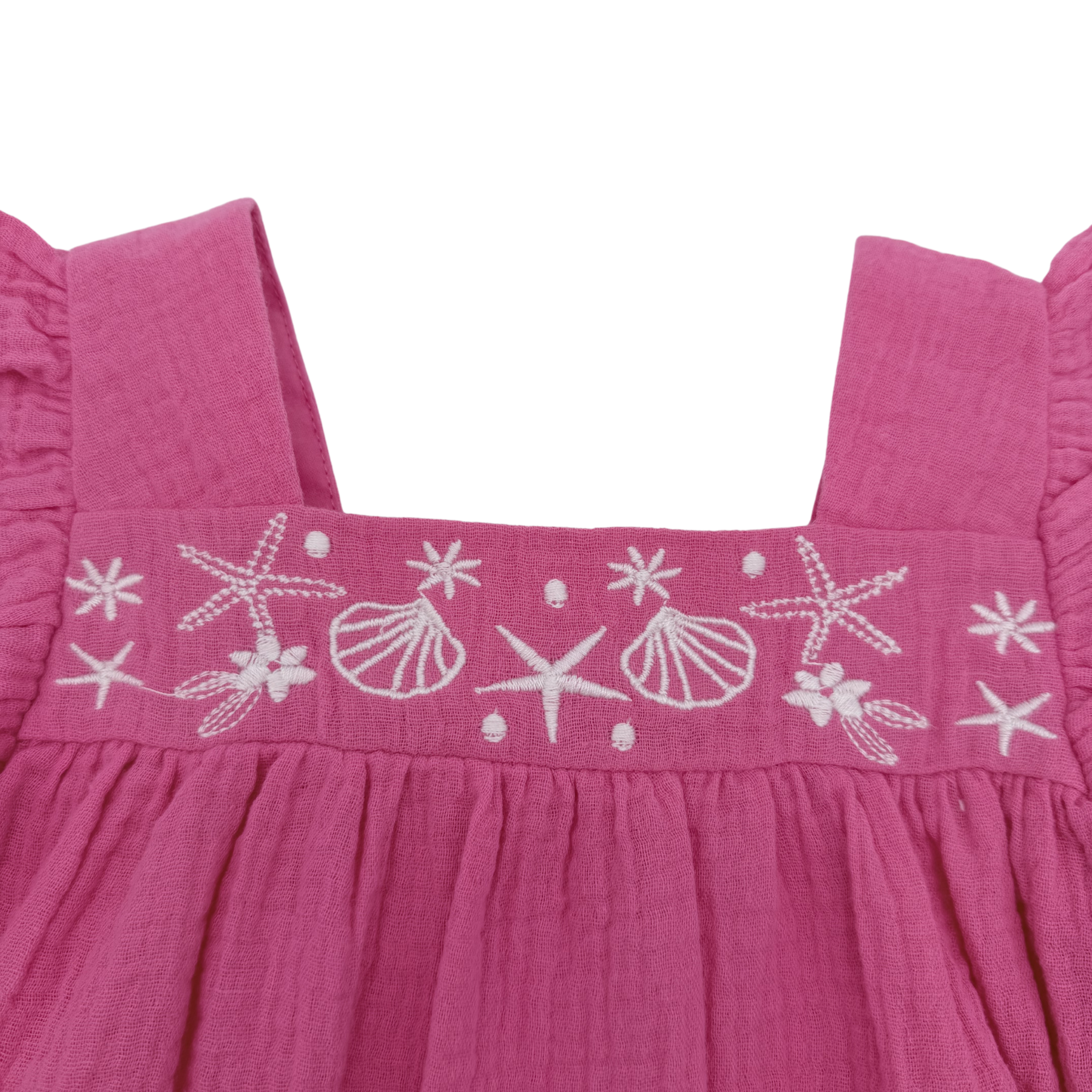 Robe en gaze de coton brodée coquillages — 12 mois