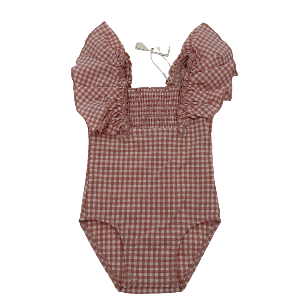 Maillot de bain à carreaux avec volants — 6 mois