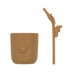 Ensemble gobelet citron et paille licorne en silicone
